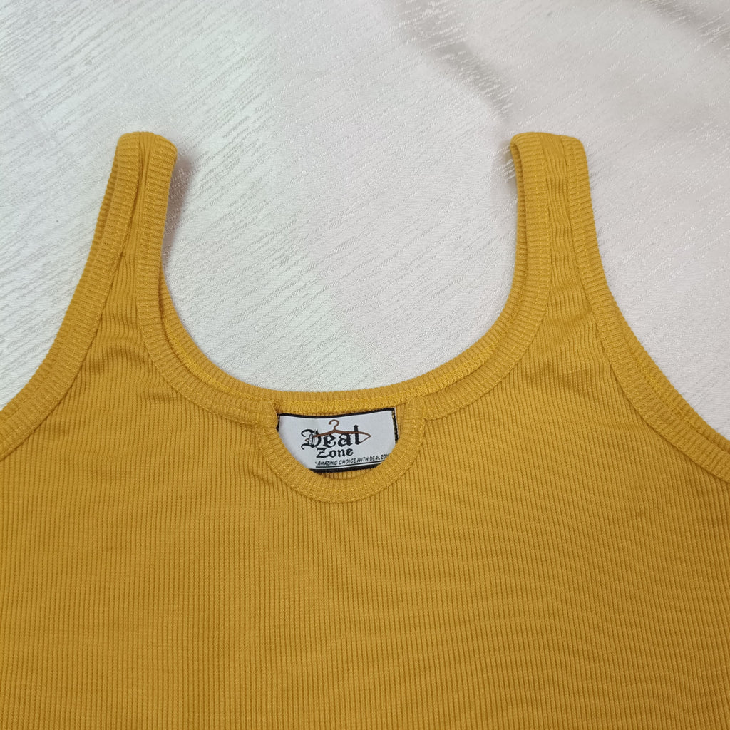 Ribbed V-Hem Stretch Crop Top