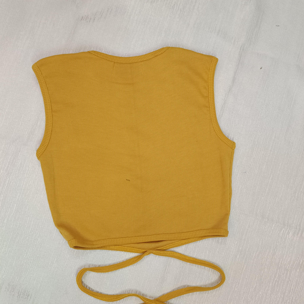 Ribbed Wrap-Tie Crop Top