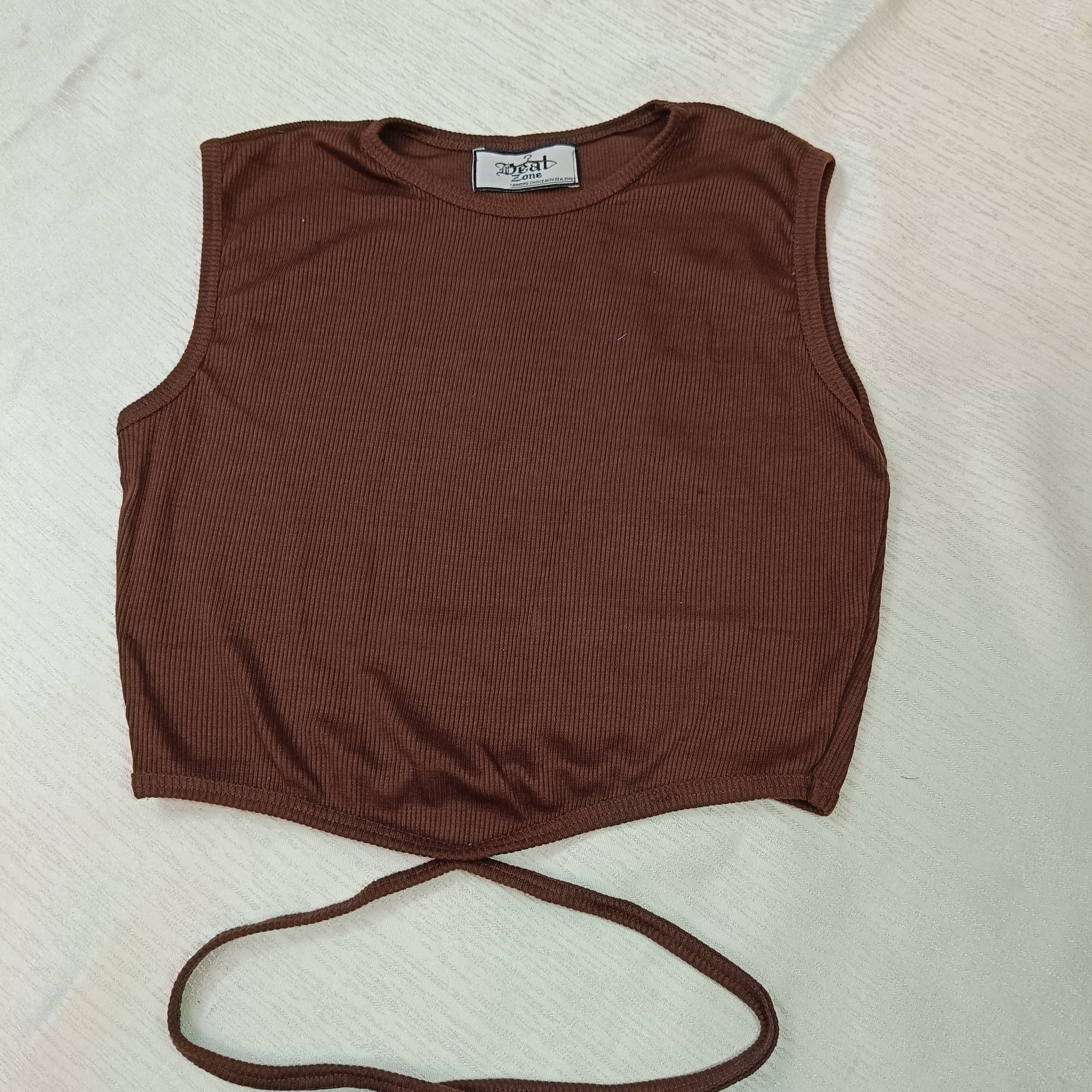 Ribbed Wrap-Tie Crop Top