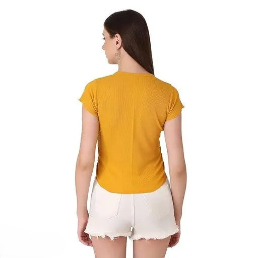 Ruched Drawstring Ribbed Crop Top  Trendy Slim-Fit Stretch Wear