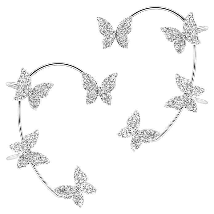 FairyWings Silver Butterfly Ear Cuff Earrings
