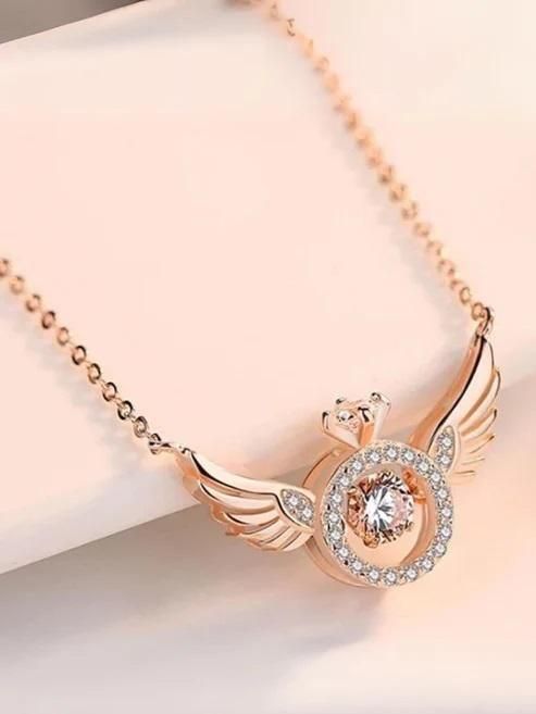 Divine Angel Wings Rose Gold Pendant Necklace