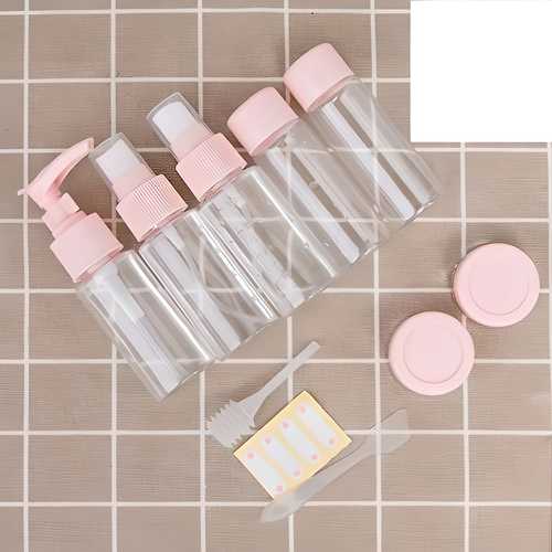 TravelEase 7-Piece Portable Cosmetics Bottle Set