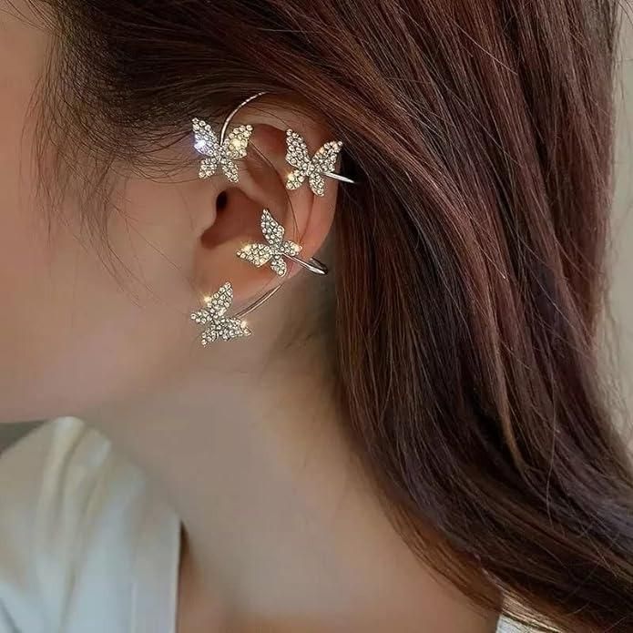 FairyWings Silver Butterfly Ear Cuff Earrings