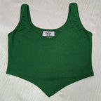 Ribbed V-Hem Stretch Crop Top