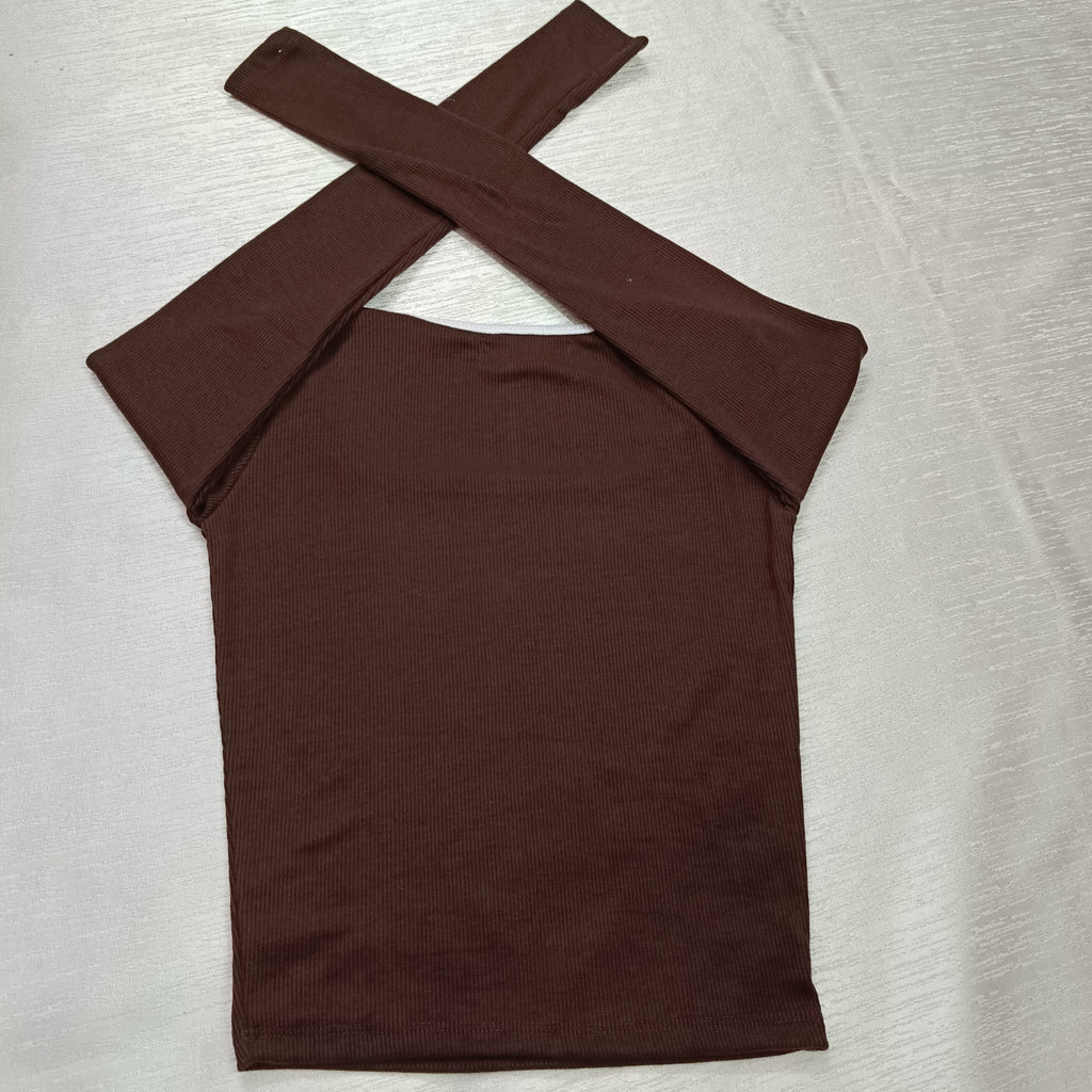 Elegant Ribbed Cotton Long Sleeve Crop Top – Perfect Blend of Comfort & Style