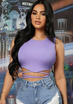 Ribbed Wrap-Tie Crop Top