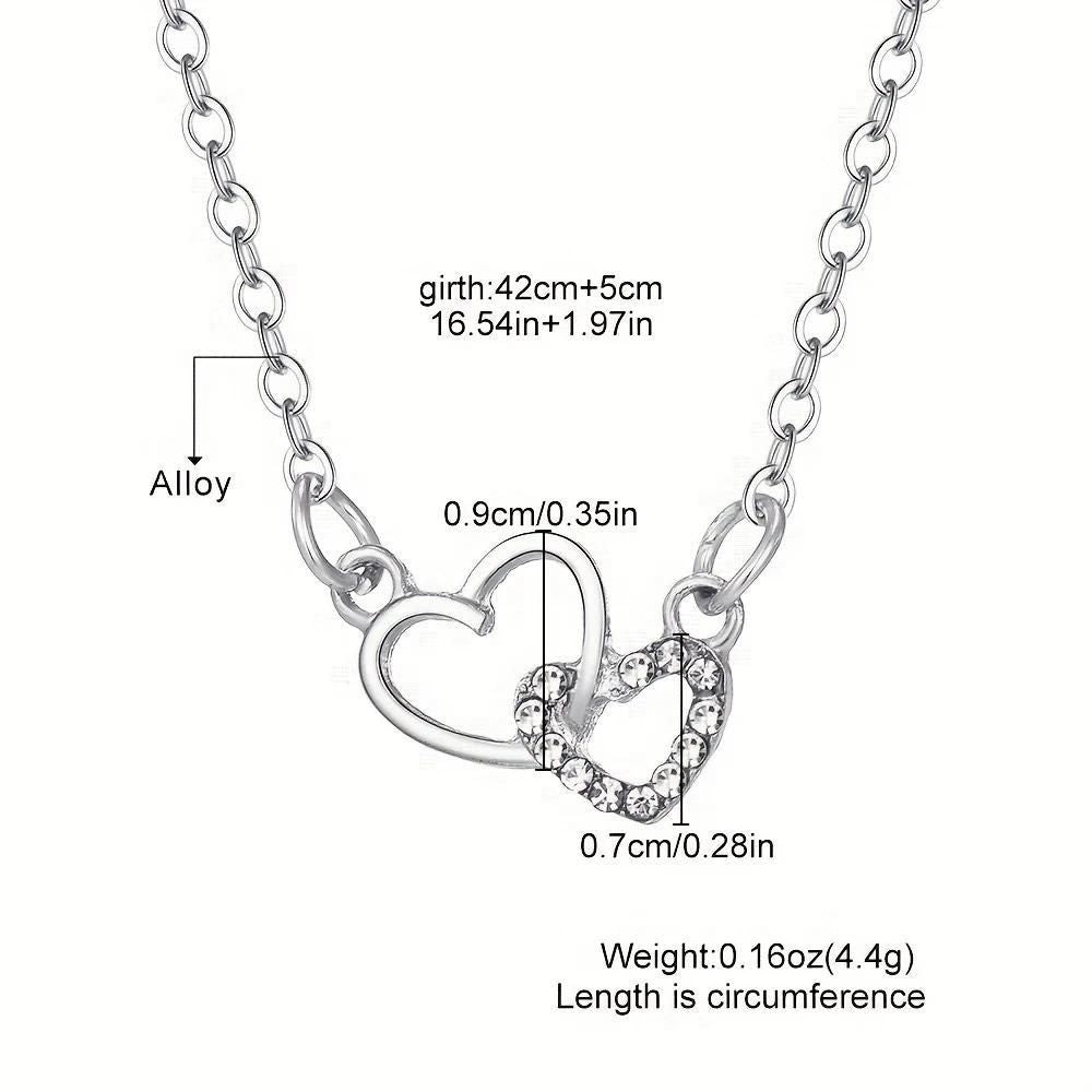 Pure Hearts Silver-Plated Dual Heart Pendant Necklace