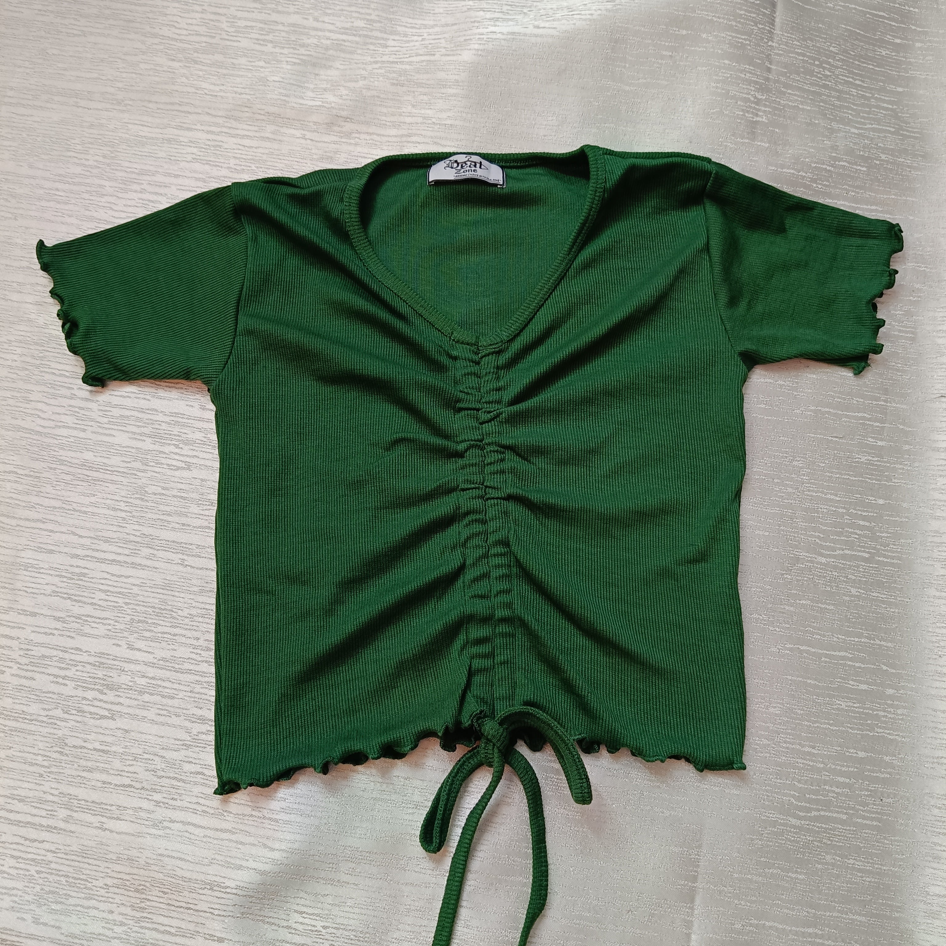 Ruched Drawstring Ribbed Crop Top  Trendy Slim-Fit Stretch Wear