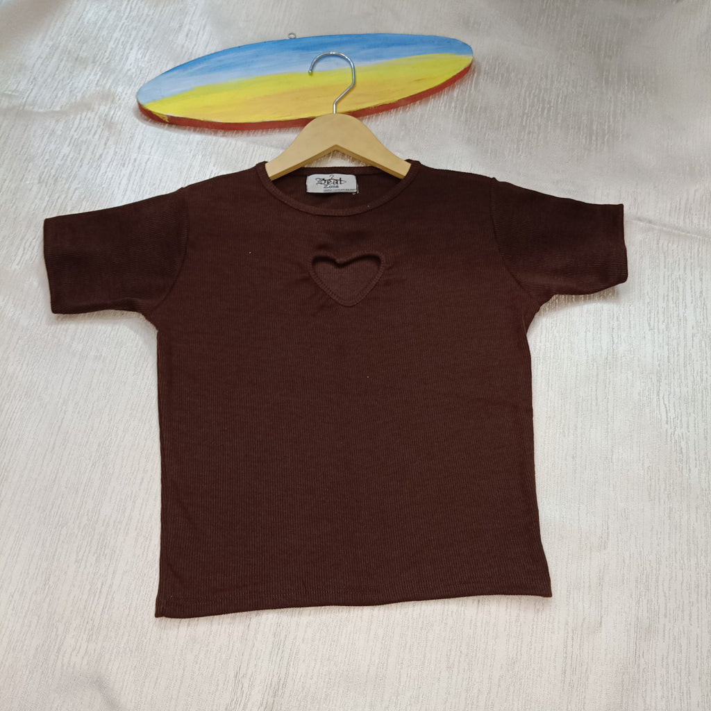 Trendy Heart Cut Ribbed Fitted Top for Women – Soft Stretchy Casual Wear