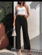 High-Waist Stretchable Straight-Fit Women’s Trousers for Office & Casual Wear