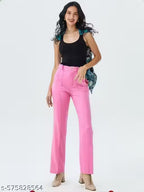 High-Waist Stretchable Straight-Fit Women’s Trousers for Office & Casual Wear