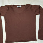 Elegant Ribbed Cotton Long Sleeve Crop Top – Perfect Blend of Comfort & Style