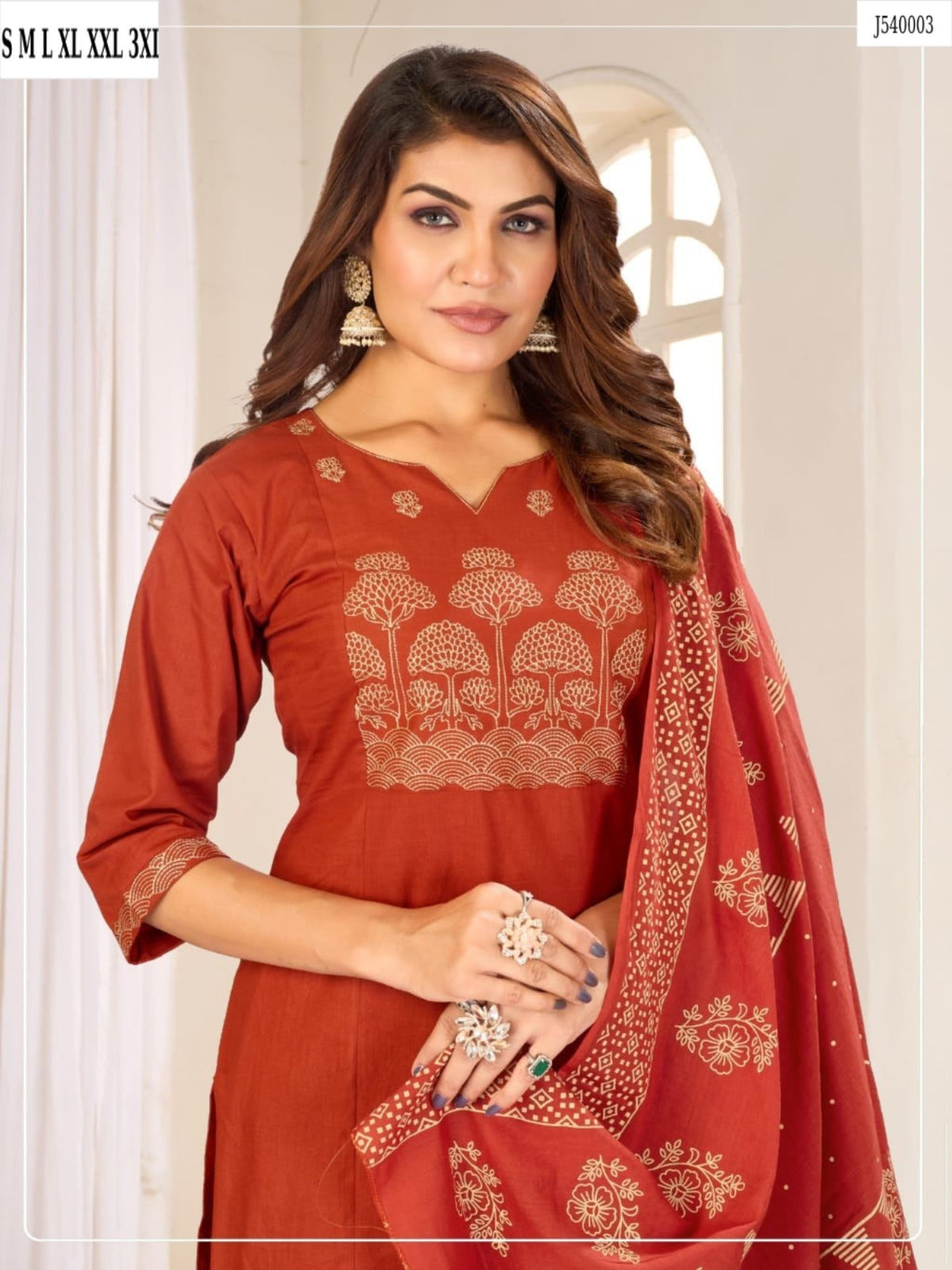 Elegant A-Line Kurti Pant Set with Dupatta – Premium Cotton Collection