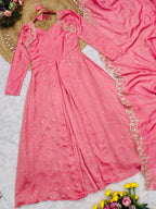 Luxury Maroon Anarkali Suit with Embroidered Dupatta – HerBliss Exclusive