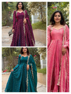 Luxury Maroon Anarkali Suit with Embroidered Dupatta – HerBliss Exclusive