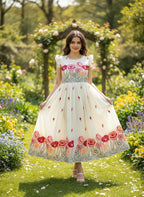 Elegant White Floral Embroidered Maxi Dress – HerBliss Exclusive