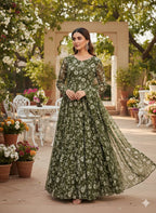 Herbliss Diwali Special – HOOR Floral Anarkali Suit Set (2238)