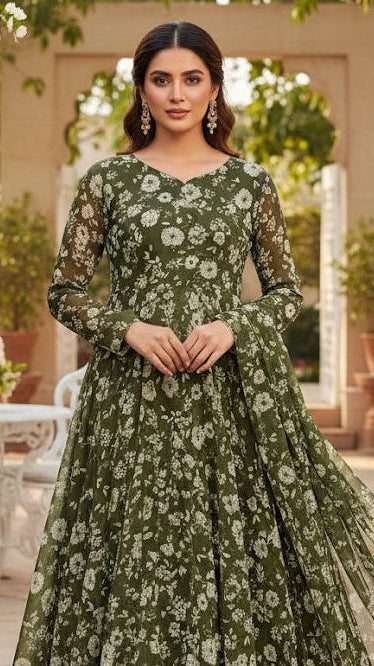 Herbliss Diwali Special – HOOR Floral Anarkali Suit Set (2238)