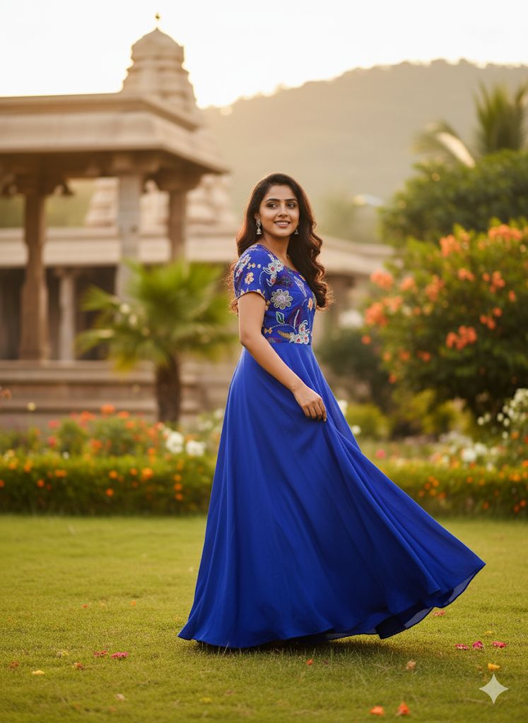 Embroidered Chinnon Silk Anarkali Dress – Celebration Collection