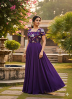 Embroidered Chinnon Silk Anarkali Dress – Celebration Collection