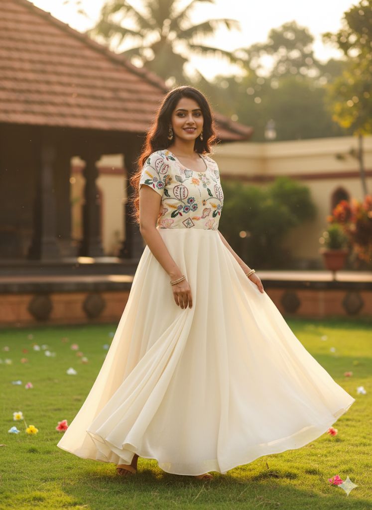 Embroidered Chinnon Silk Anarkali Dress – Celebration Collection