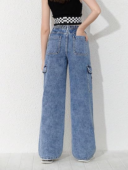 High-Waist Cargo Fit Women’s Jeans – Stretchable 3x1 Lycra Denim