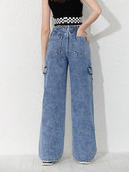 High-Waist Cargo Fit Women’s Jeans – Stretchable 3x1 Lycra Denim