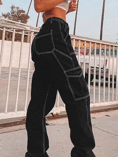 High-Rise Cargo Fit Stretch Jeans for Women