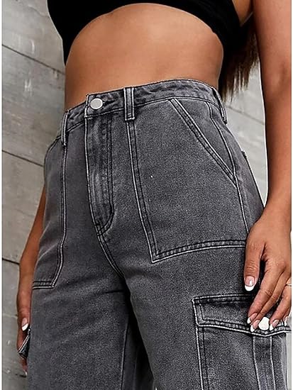 High-Rise Wide Cargo Fit Women’s Jeans – Premium Stretchable 3x1 Lycra Denim