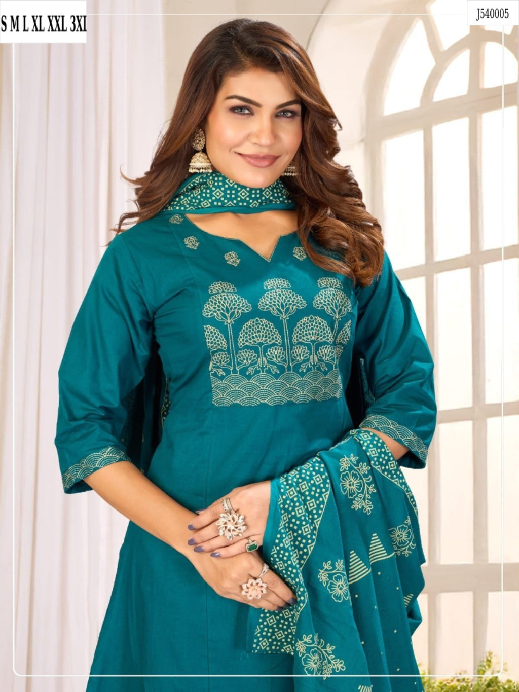 Elegant A-Line Kurti Pant Set with Dupatta – Premium Cotton Collection