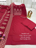 Elegant A-Line Kurti Pant Set with Dupatta – Premium Cotton Collection