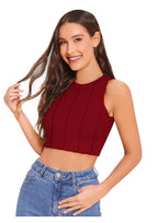 Trendy Solid Sleeveless Slim Fit Crop Top for Women – Casual & Party Wear Must-Have