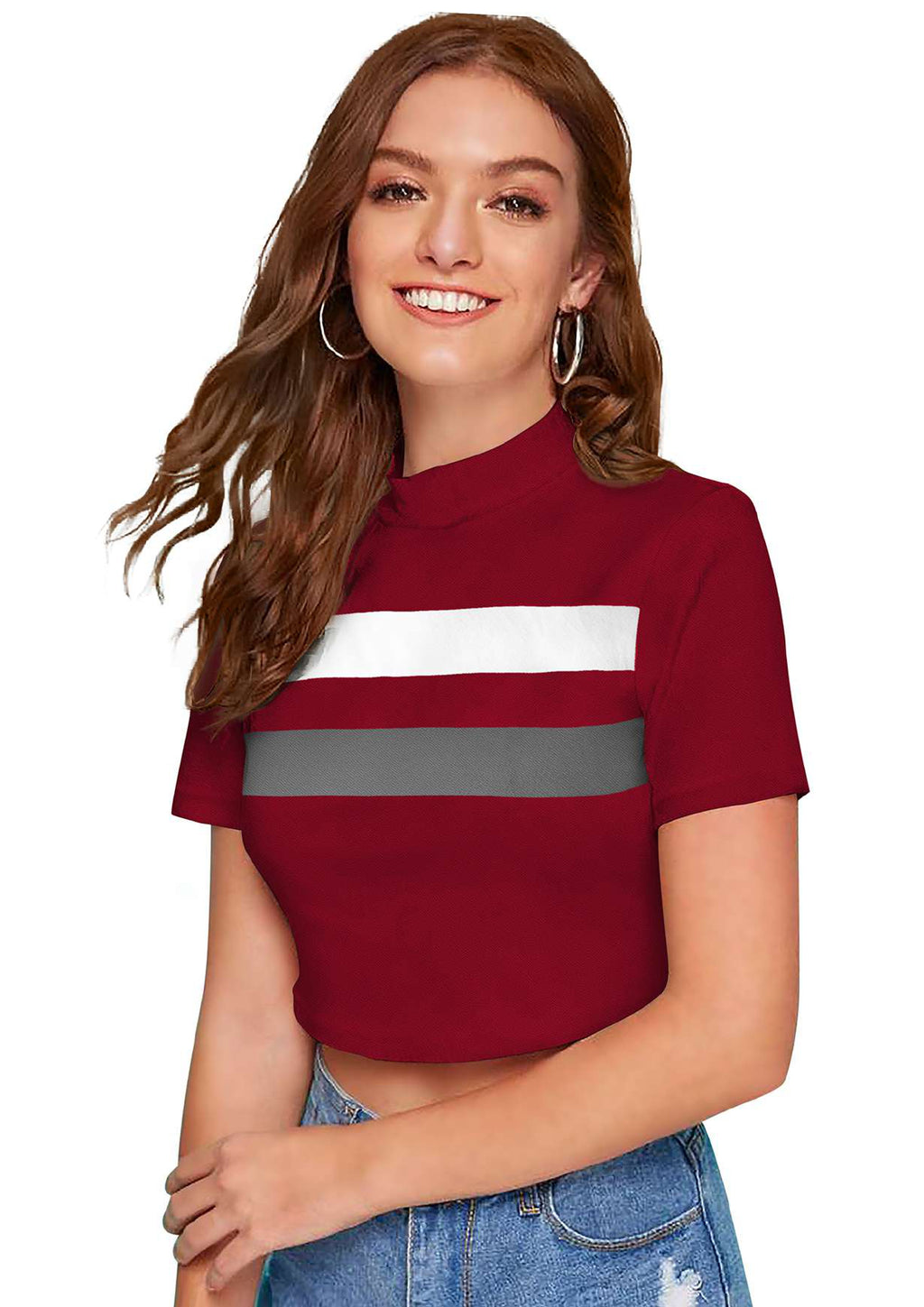Trendy High-Neck Crop Top for Women – Casual & Stylish Everyday Wear