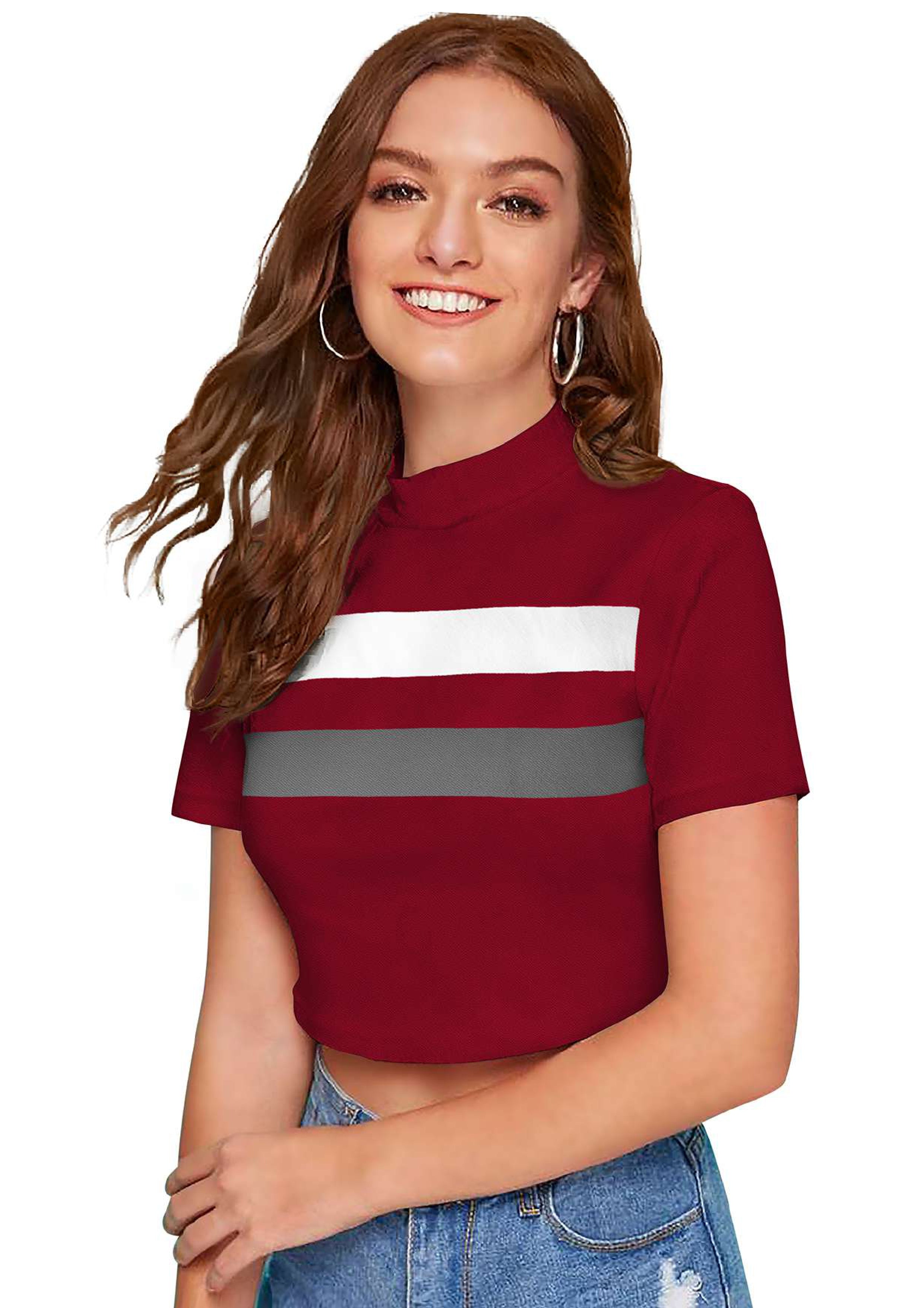 Trendy High-Neck Crop Top for Women – Casual & Stylish Everyday Wear