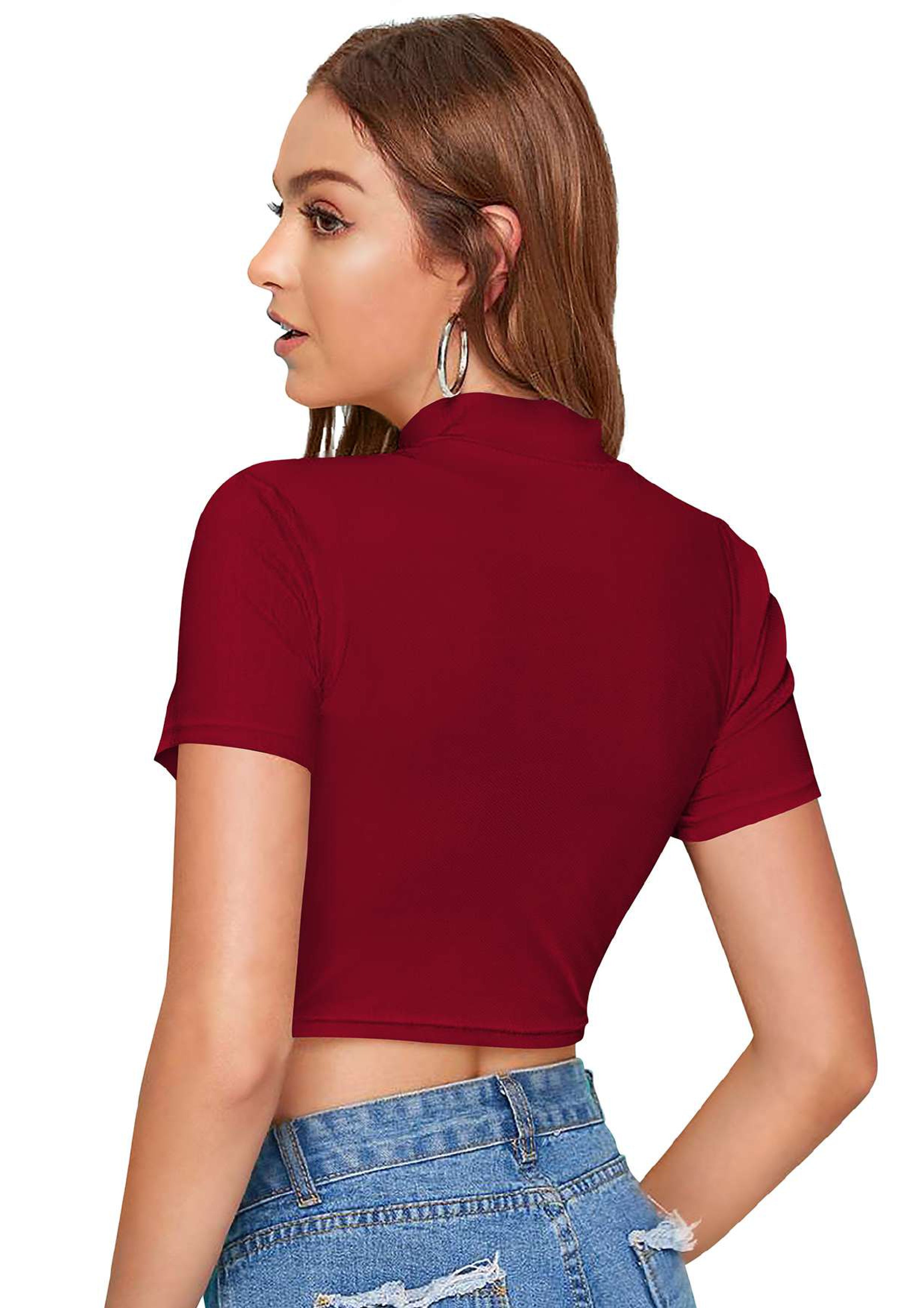 Trendy High-Neck Crop Top for Women – Casual & Stylish Everyday Wear