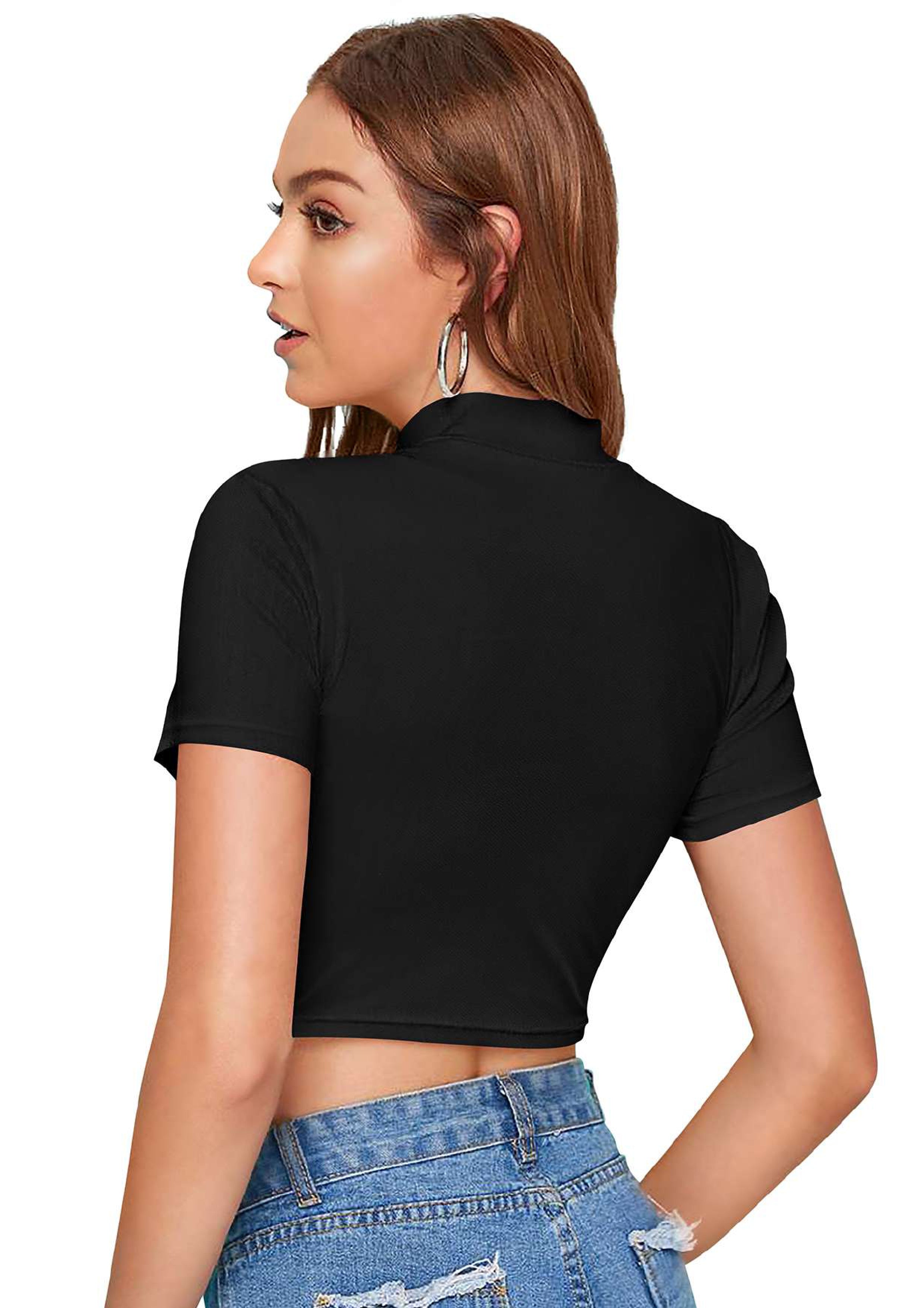 Trendy High-Neck Crop Top for Women – Casual & Stylish Everyday Wear