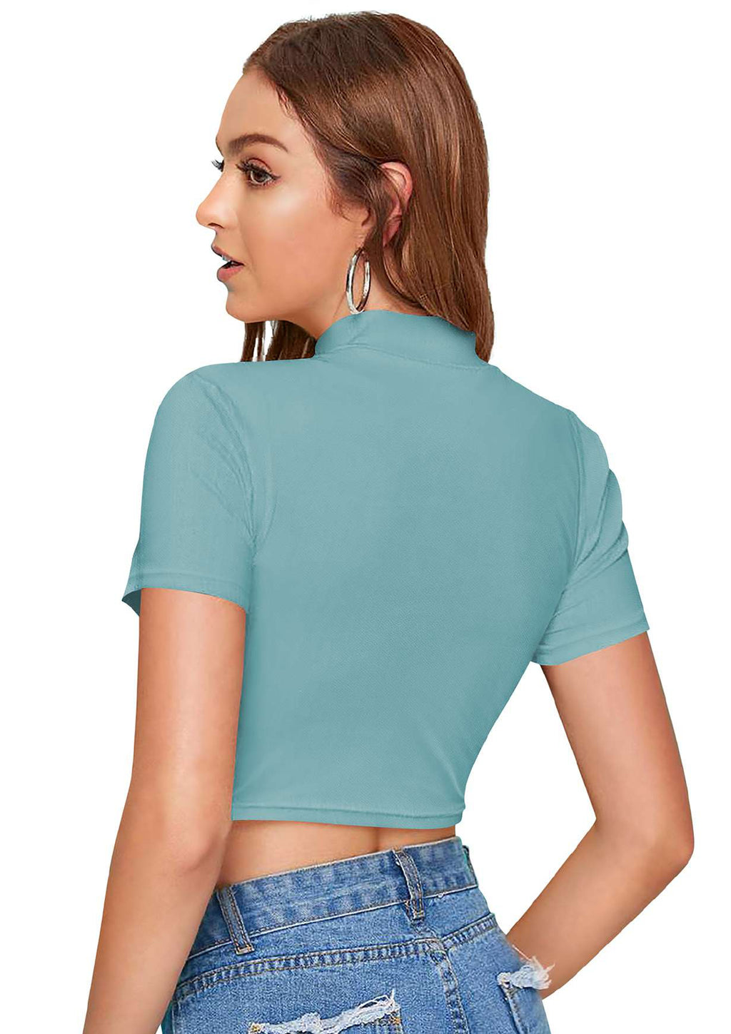 Trendy High-Neck Crop Top for Women – Casual & Stylish Everyday Wear