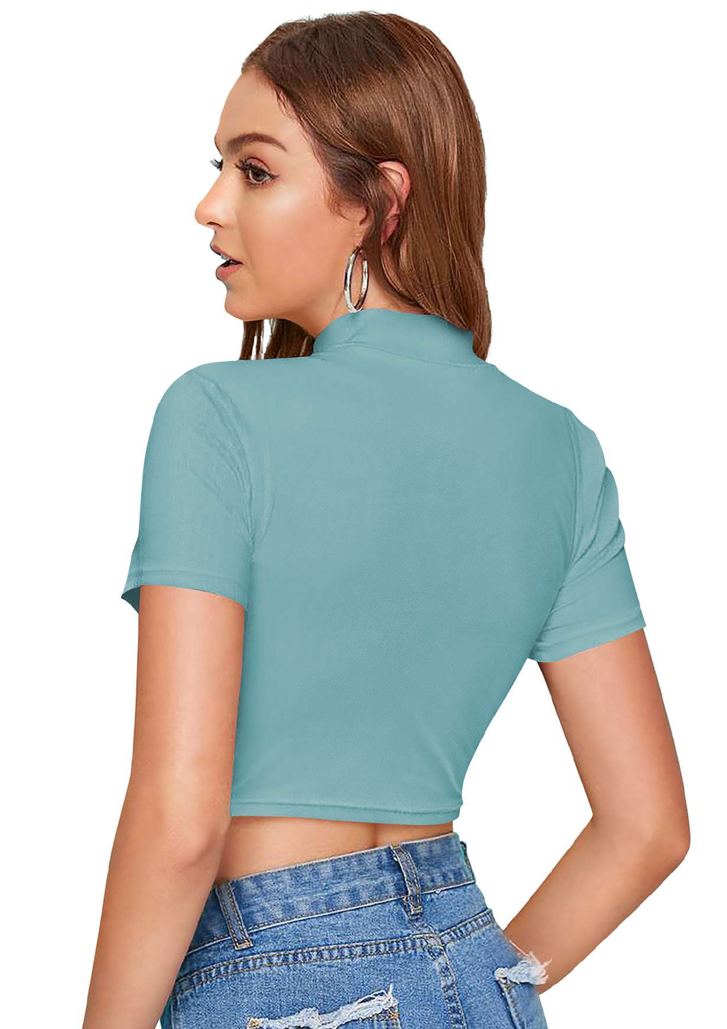 Trendy High-Neck Crop Top for Women – Casual & Stylish Everyday Wear
