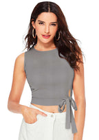 Trendy Side-Tie Sleeveless Crop Top for Women | Casual & Party Wear
