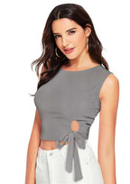 Trendy Side-Tie Sleeveless Crop Top for Women | Casual & Party Wear