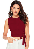 Trendy Side-Tie Sleeveless Crop Top for Women | Casual & Party Wear