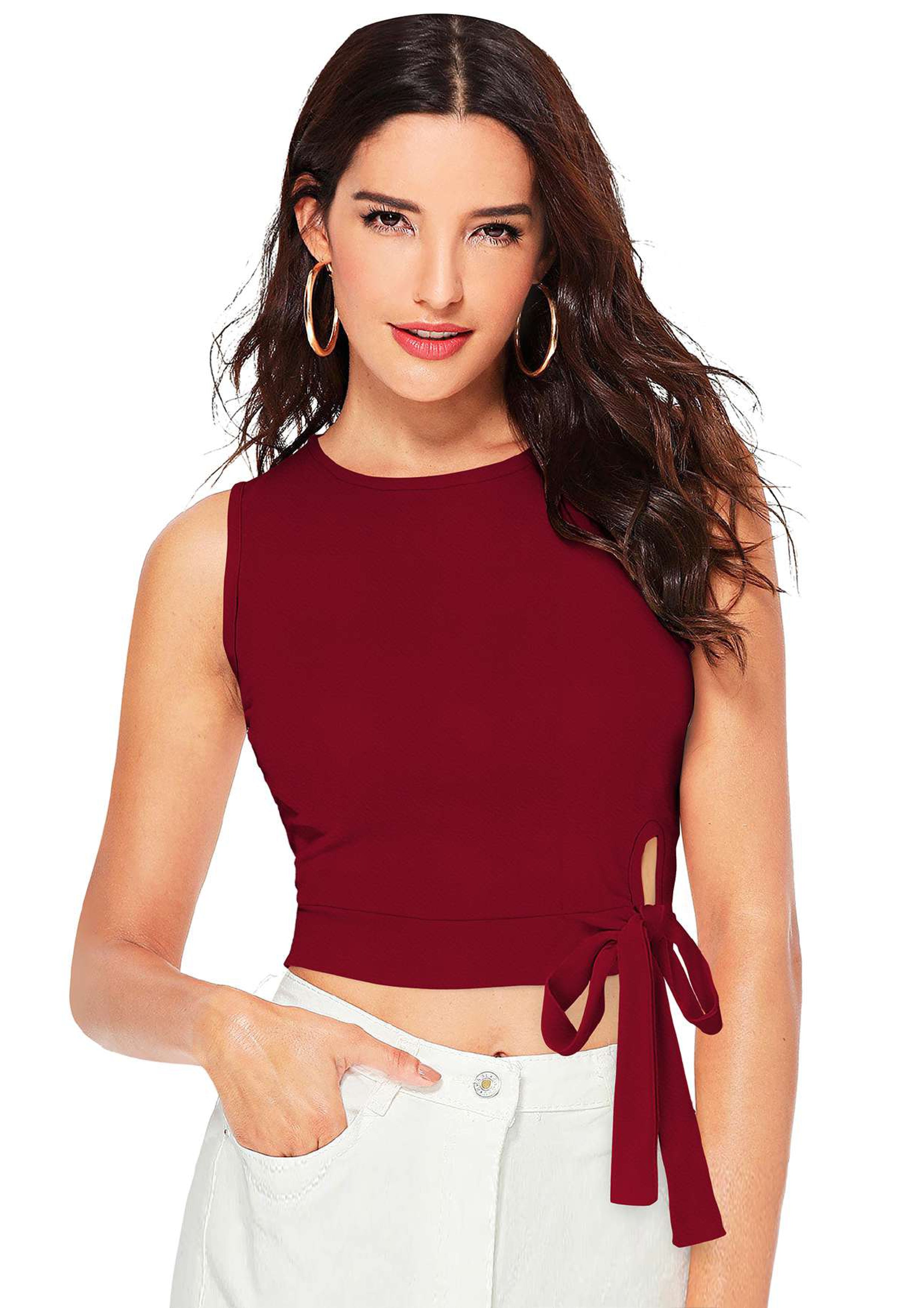 Trendy Side-Tie Sleeveless Crop Top for Women | Casual & Party Wear