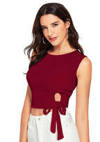 Trendy Side-Tie Sleeveless Crop Top for Women | Casual & Party Wear