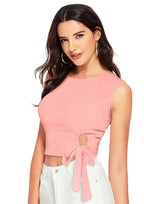 Trendy Side-Tie Sleeveless Crop Top for Women | Casual & Party Wear