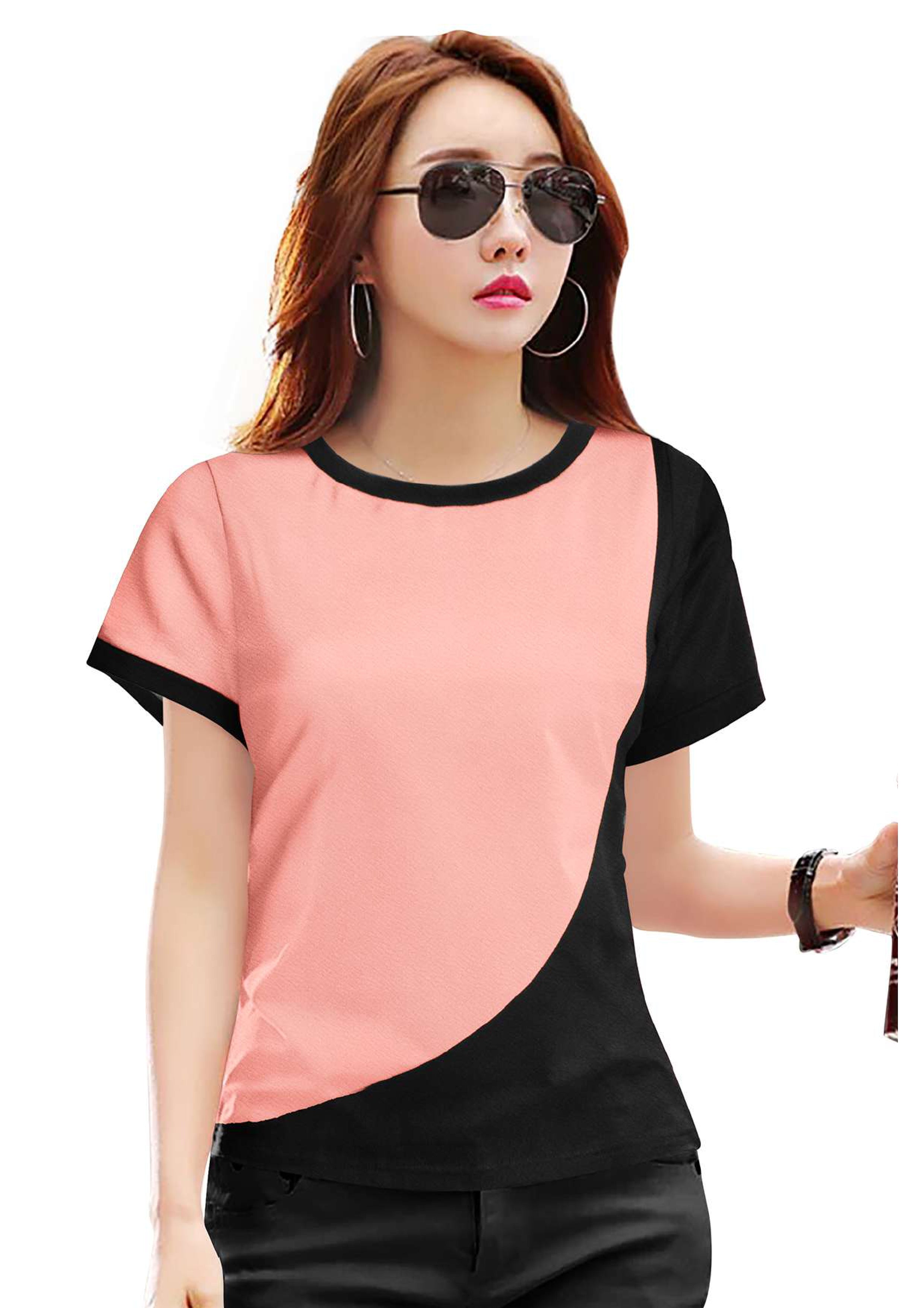 Trendy Dual Tone Panel T-Shirt for Women | Casual & Everyday Wear
