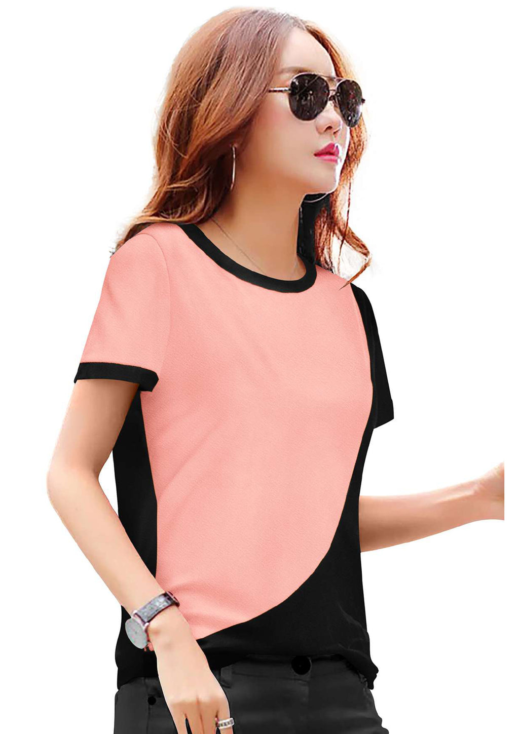 Trendy Dual Tone Panel T-Shirt for Women | Casual & Everyday Wear