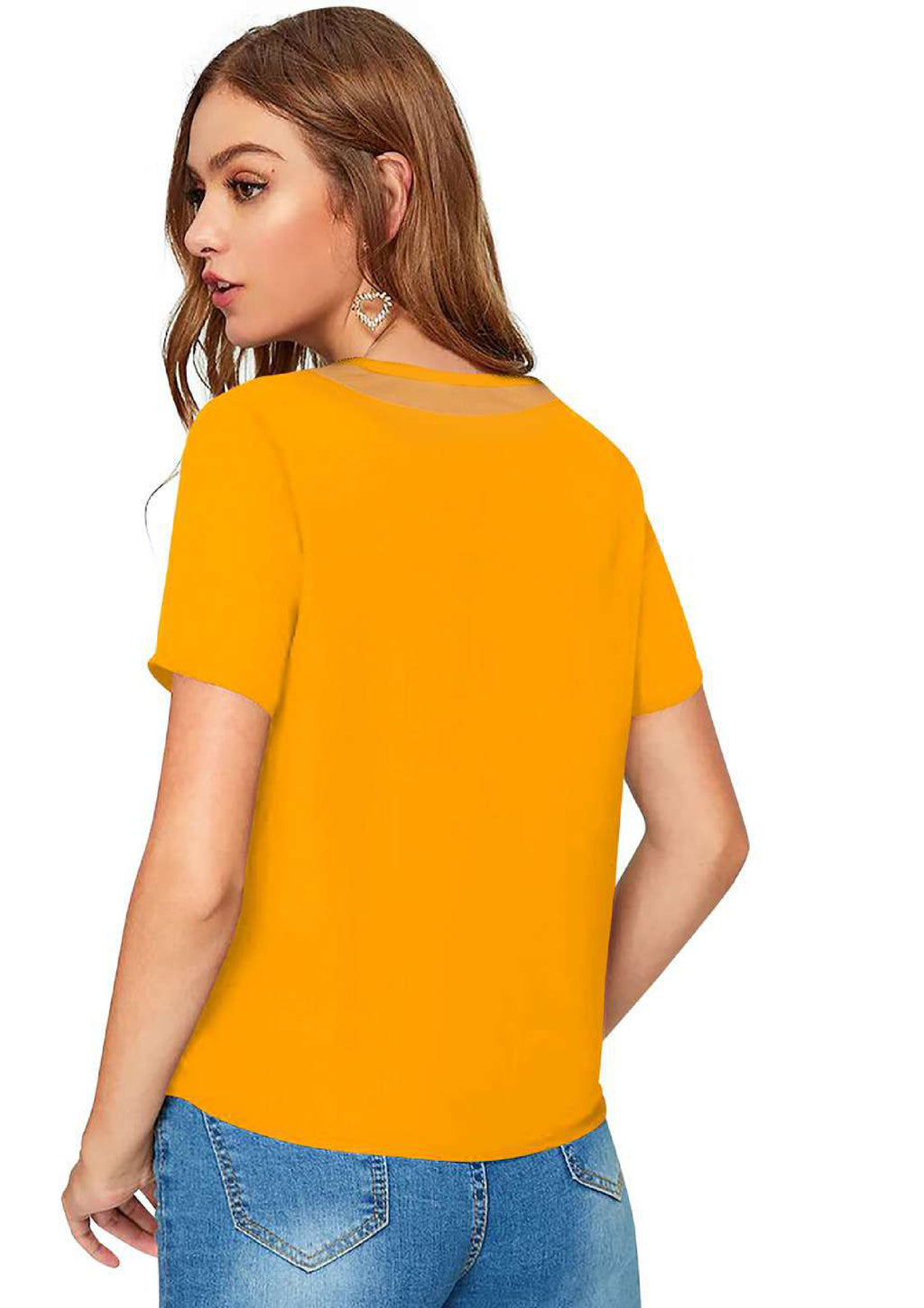 Chic Mesh Neckline V-Cut Top for Women | Elegant Casual & Office Wear