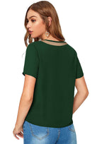 Chic Mesh Neckline V-Cut Top for Women | Elegant Casual & Office Wear