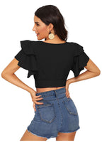 Ruffled Sleeve Crop Top for Women | Trendy Party & Casual Wear